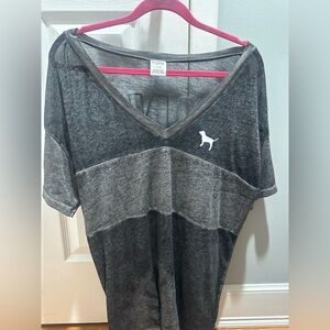 PINK Victoria's Secret Gray and Pink Tee